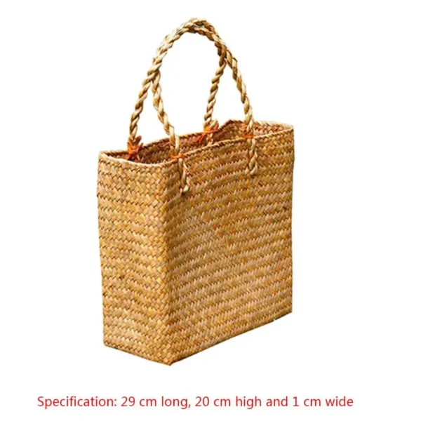 Rattan Handbag Weave Bag Casual Straw Braided Large Storage Basket Fashion Three-dimensional Women Tote - Image 5