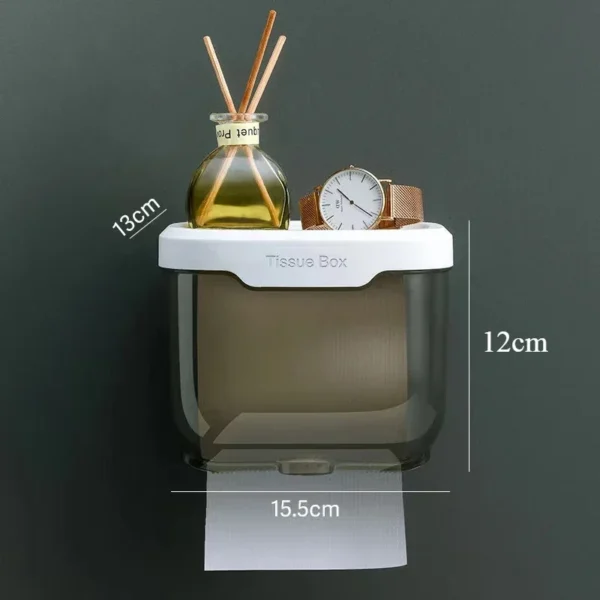 Wall Mounted Toilet Paper Holder Waterproof Tissue Box with Shelf Bathroom Organizer Kitchen Multi Purpose Storage Dispenser - Image 6