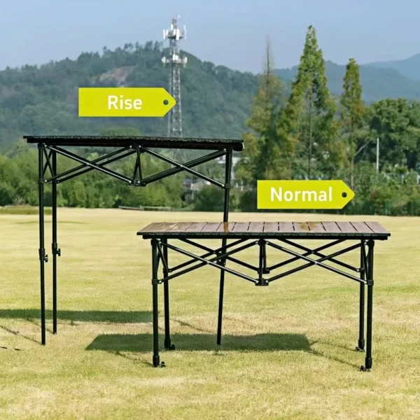 Outdoor Folding Long Table Practical Height Adjustable Camping Table Portable Lightweight Roll Tables With Storage Drawer - Image 4