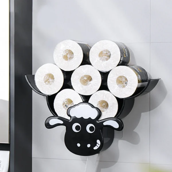 Steel Toilet Paper Holder Bathroom Wall Decoration Moun Kitchen Paper Shelf Storage Sheep Owl Towel Roll Shelf Home Accessories - Image 2