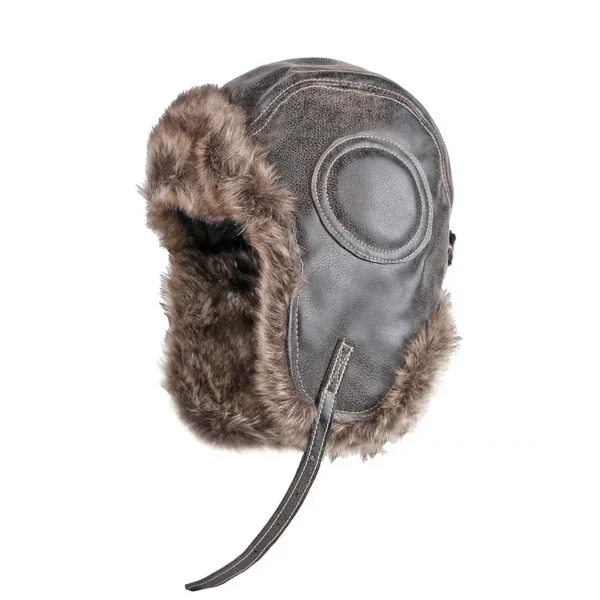 Winter Ushanka Hat Men Women's Pilot Aviator Bomber Trapper Hat Faux Fur Leather Snow Cap with Ear Flaps Pilot Winter Bomber Hat - Image 3