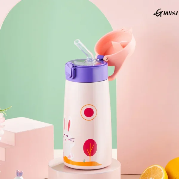 GIANXI Kids Stainless Steel Straw Thermos Mug With Case Cartoon Leak-Proof Vacuum Flask Children Thermal Water Bottle Thermocup - Image 5