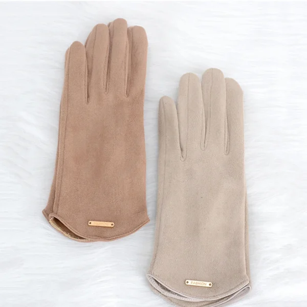 Women Autumn Winter Keep Warm Touch Screen Thin  Solid Simple Gloves Cycling Drive Suede Fabric Elegant Windproof - Image 2