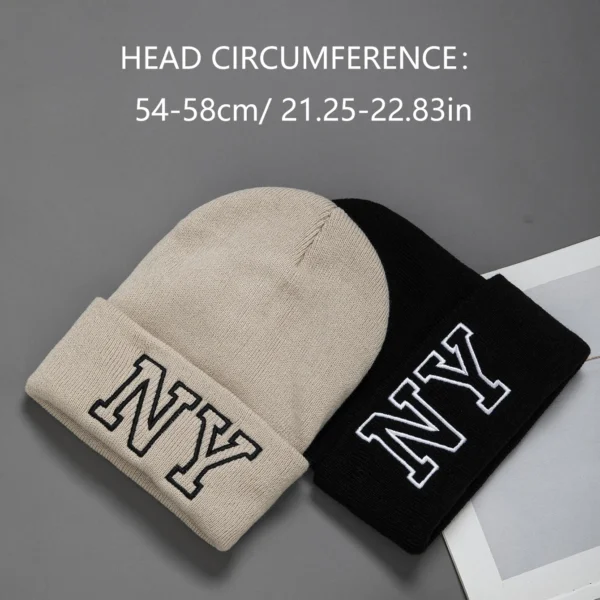 1pc unisex embroidered knitted hat Letters NY Winter warm woolen hat Fashion all-matching hat - Image 5