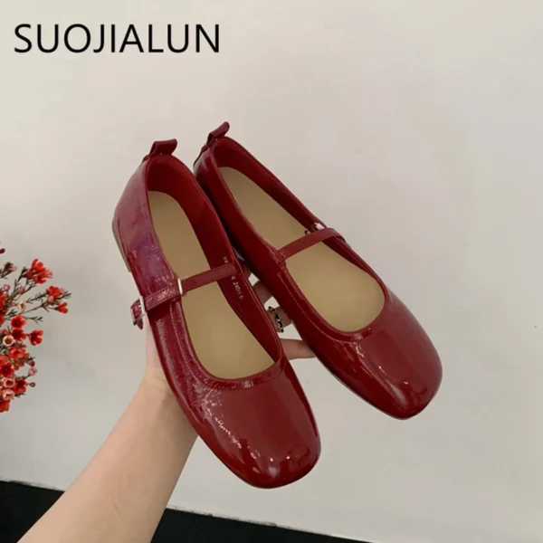 SUOJIALUN 2023 Summer New Women Mary Jane Shoes Soft Casual  Outdoor Dress Flat Ballet Shoes Round Toe Shallow Slip On Flats - Image 3