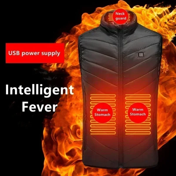 21 Zone Heating Vest Men's USB Infrared Thermal Jacket Smart Heating Clothes New Winter Cold-proof Thick Sleeveless Coat Hiking - Image 3