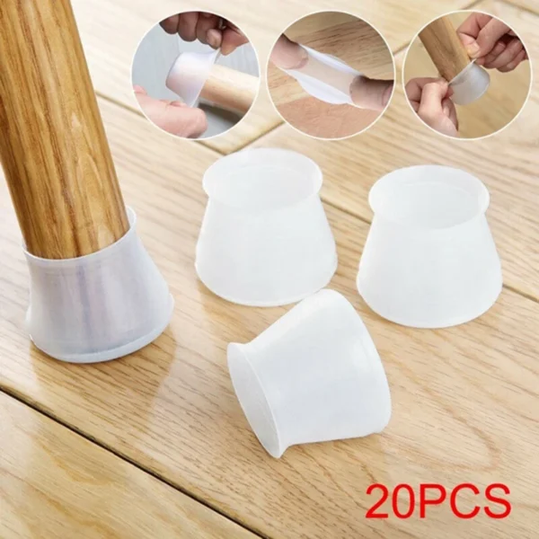 20Pcs PVC Furniture Legs Protection Cover Table Feet Pad Floor Protector For Chair Leg Floor Protection Anti-slip Table Legs Pad