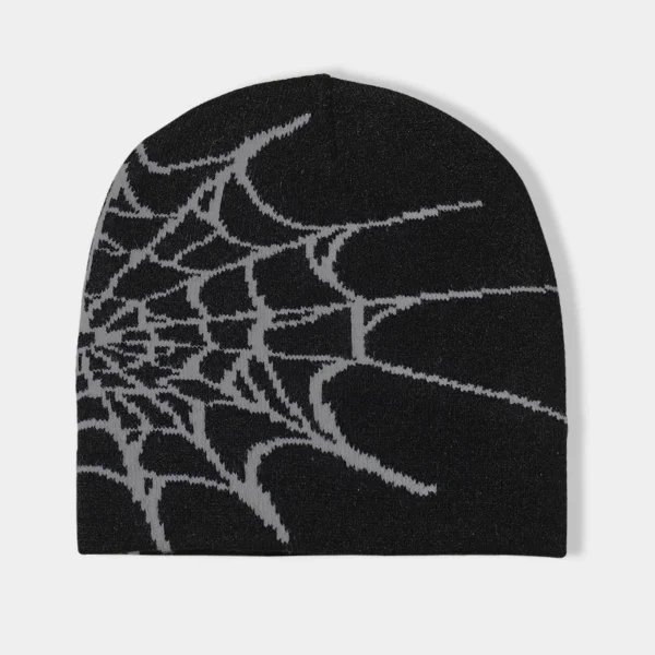 Unisex Spider Web Hip Hop Knit Beanie Men's Y2K Stretch Warm Hat Women's Fashion Cap Out door Sun Protection - Image 3