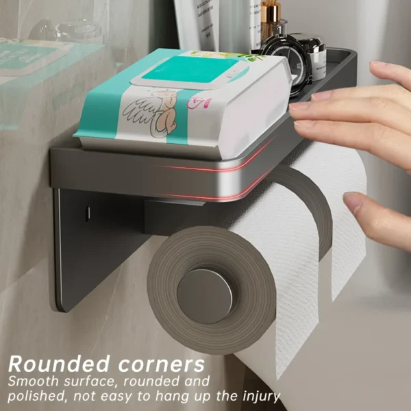 Aluminum alloy Toilet paper holder Toilet Paper Holder Wall-Mounted WC Paper Phone Holder Shelf Towel Roll shelf Accessories - Image 3