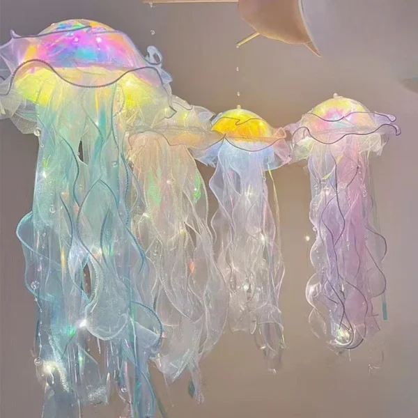 DIY Jellyfish Lantern Under The Sea Colorful Jellyfish Lamp Girl Bedroom Atmosphere Decoration Lamp Mermaid Theme Party Decor - Image 3