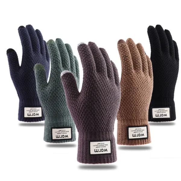 Winter Men Knitted Gloves Touch Screen High Quality Male Mitten Thicken Warm Wool Cashmere Solid Men Business Gloves Autumn