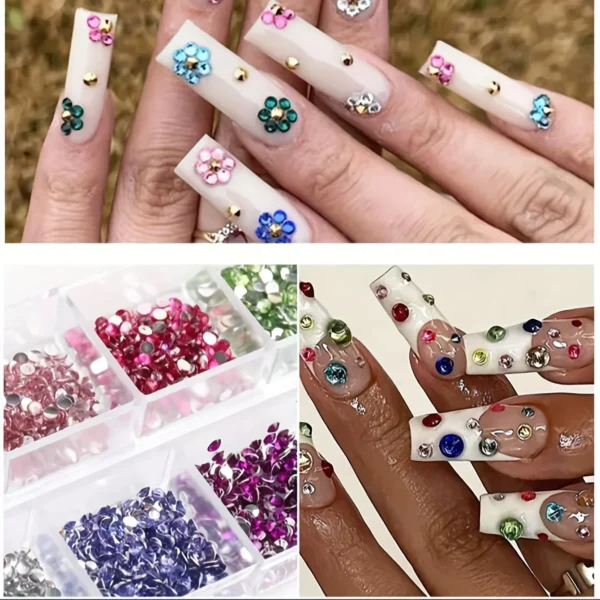 12 Grid Shimmering Crystal Nail Art Rhinestones Flatback Colorful Gemstones Versatile Decoration Nails Shoes Makeup Bags - Image 3