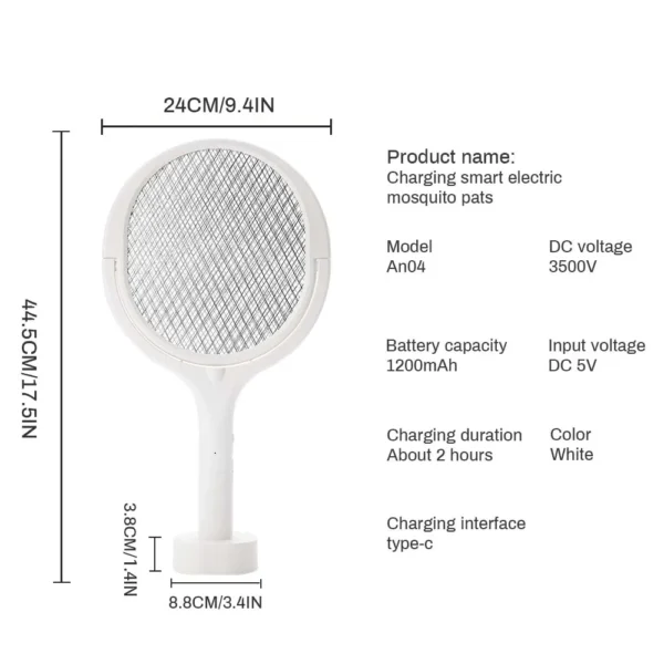 3500V 5in1 Mosquito Killer Lamp Multicunctional Angle Adjustable Bug Zapper Electric USB Rechargeable Mosquito Fly Bat Swatter - Image 3