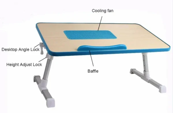 Handcrafted Lap Table with Cooling Fan, Adjustable Wood Folding Laptop Study Table for Bed and Sofa - Image 3