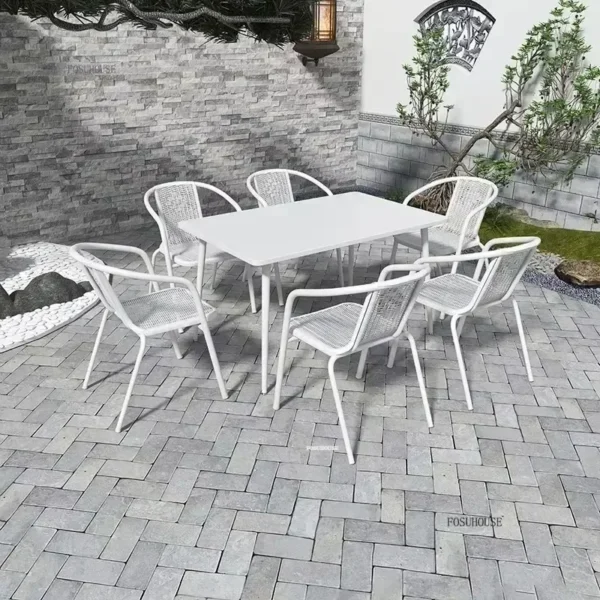 Modern Weave Outdoor Garden Furniture Sets Balcony Outdoor Furniture Sets Retro Chair Restaurant Hotel Leisure Table Chairs - Image 2