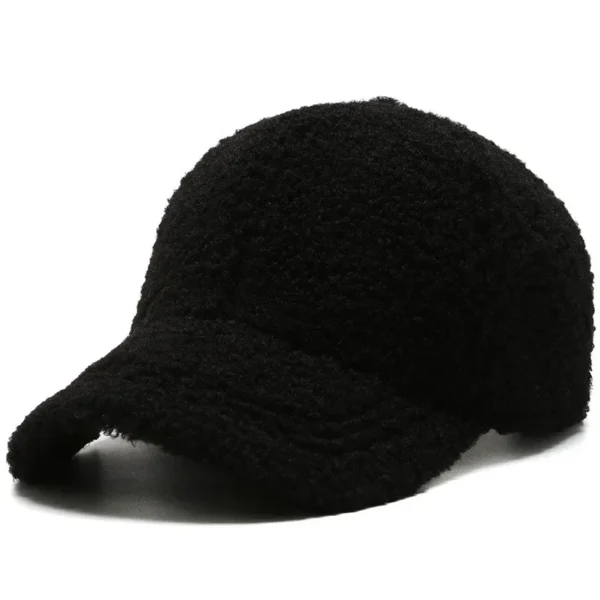 Big Head Solid Artificial Lamb Wool Baseball Cap Women Men Autumn Winter Hats Keep Warm Cap Plush Baseball Caps Outdoor  Dad Hat - Image 3