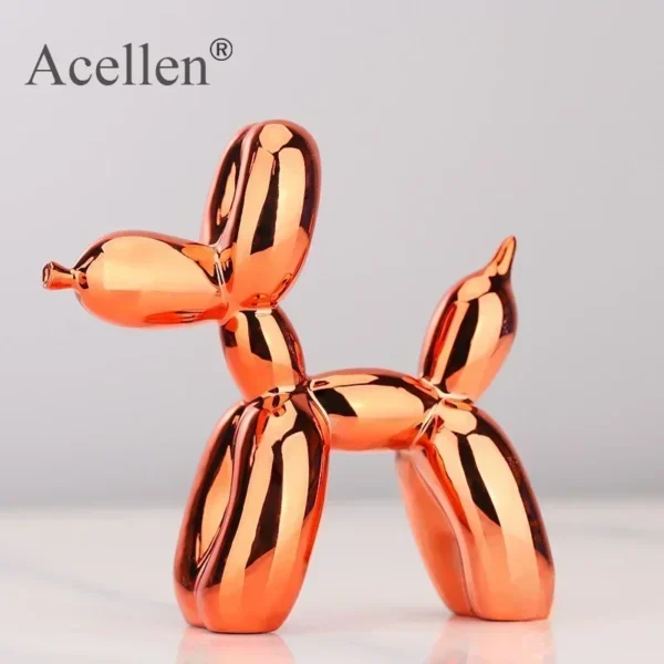 Balloon Dog Home Decor Animals Figurine Resin Cute Shiny Shape Statue Art Sculpture Craftwork with Antiskid Mat Lucky - Image 2