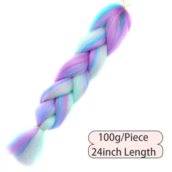 24Inch Synthetic Long Braid Hair Extension Jumbo Hair Ombre Multiple Rainbow Color Mixing Crochet Hair for Women - Image 2