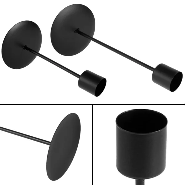 Candle Holder 2Pcs Metal Candlestick Holder for Taper Candle Decorative Black Candle Holder for Home Decor Wedding Dinning Party - Image 2