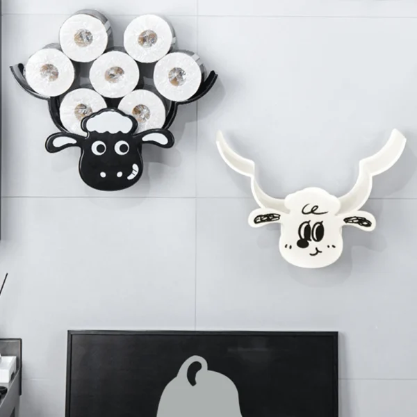 Steel Toilet Paper Holder Bathroom Wall Decoration Moun Kitchen Paper Shelf Storage Sheep Owl Towel Roll Shelf Home Accessories - Image 5