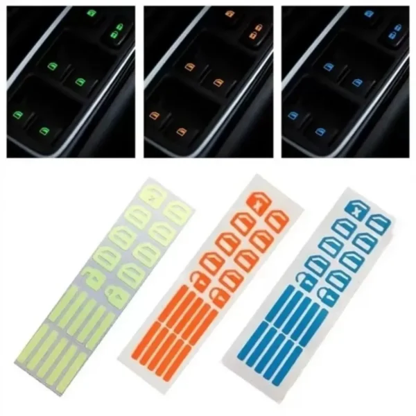 18Pcs/set Car Luminous Door Window Lift Button Stickers Car Windows Control Panel Decals Car Interior Sticker Auto Accessories - Image 5