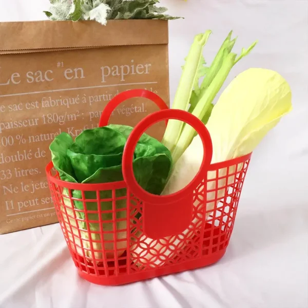 Portable Plastic Practical Hand-Held Hollow Basket Kitchen Bathroom Accessories Toy Organizer Storage Basket - Image 3