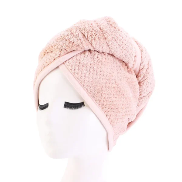 Hair Dry Turban Towel Wraps Solid Color Dry Hair Cap Quick Drying Towel Unisex Soft Bath Head Wraps - Image 2