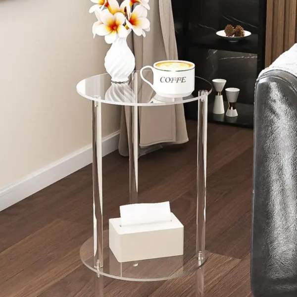 Acrylic Drink Table Clear Small Round End Table Coffee Table Clear Drink Table Small Round End Modern Round Side Table - Image 2