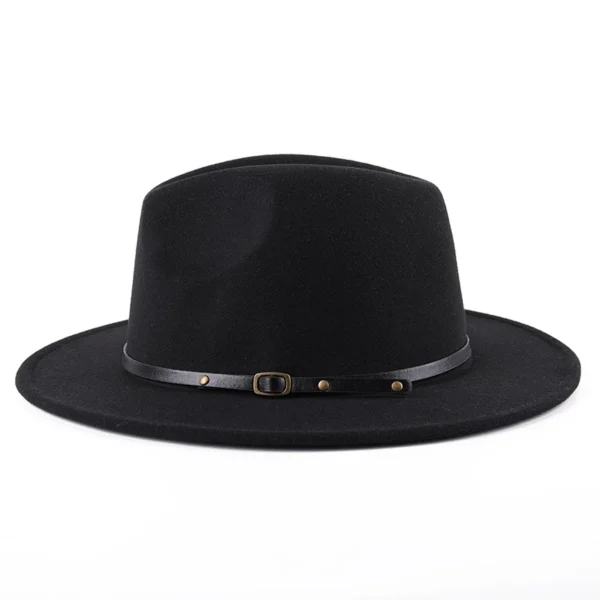 Fedora Hat For Men Women Solid Color Imitation Woolen Jazz Caps Elegant Female British Retro Wide Brim Cap Church Wedding Bowler - Image 4