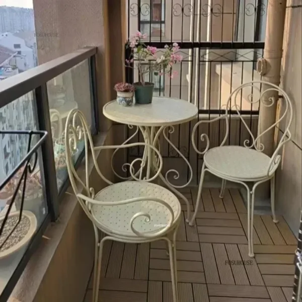 Retro Iron Balcony Outdoor Furniture Sets Garden Furniture Sets Outdoor Garden Balcony Cafe Dining Table Chairs Set for Garden - Image 3