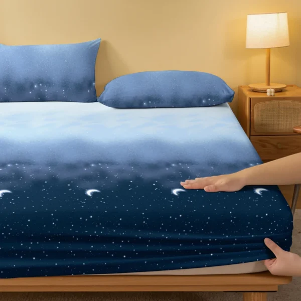 1 piece of fantasy starry sky patterned frosted bedsheet, bedroom printed bedspread, bedding (excluding pillowcases) - Image 3