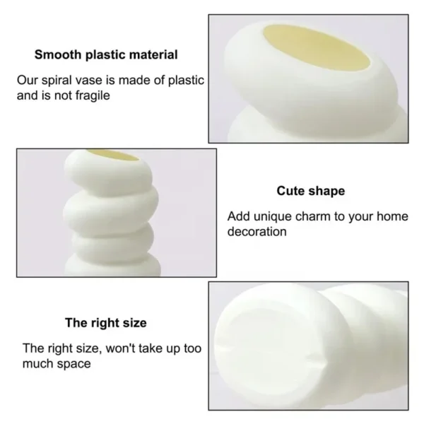 1PC Plastic Spiral White Vase Nordic Creative Flower Arrangement Container For Kitchen Living Bedroom Home Decoration Ornamen - Image 5