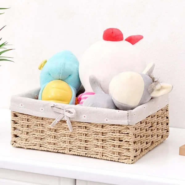 Sundries Box Sturdy Construction Good Load Capacity Fabric Multifunction Handmade Clothes Toys Rattan Storage Basket for Home - Image 5