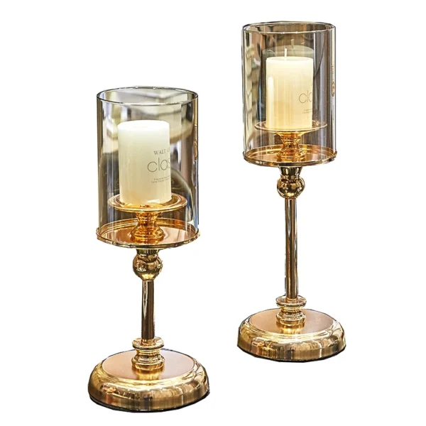 1pc Golden Glass Candle Holders for Pillar Candle Candlestick for Dining Coffee Table Wedding Events Parties Home Decor - Image 5