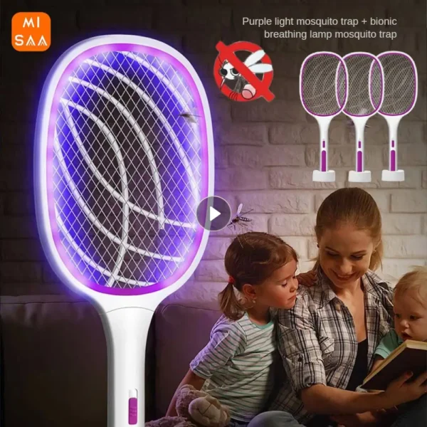 Xioami 3 IN 1 Electric Flies Swatter Killer Light Fly Zapper Racket Rechargeable Mosquito Trap Racket Anti Insect Bug Zapper