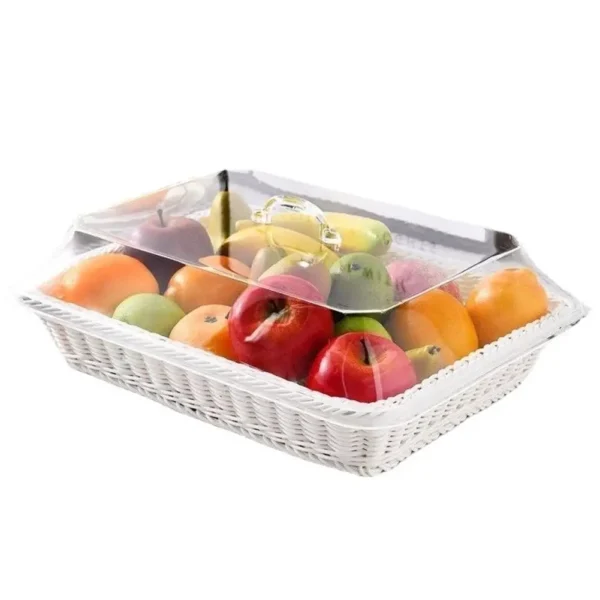 Wicker Bread Basket Serving Vegetable Bread Serving Lid Food Box Baskets With Acrylic Supplies Storage Kitchen Fruit Picnic O0T0 - Image 4