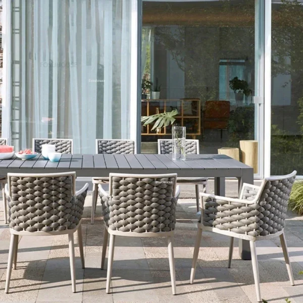 Outdoor Table and Chairs Nordic Courtyard Garden Furniture Set Home Villa Patio Outdoor Furniture Rattan Dining Table and Chairs