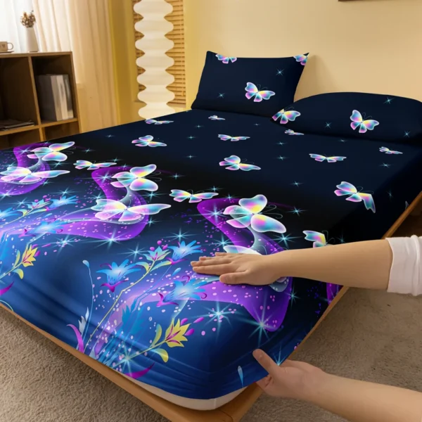 1 piece of butterfly psychedelic patterned frosted bedsheet, bedroom printed bedspread, bedding (excluding pillowcases) - Image 2