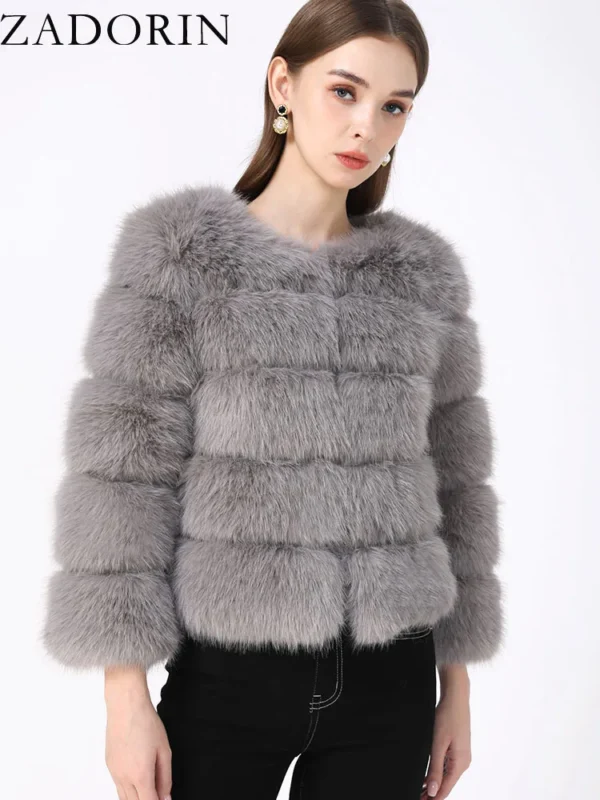 ZADORIN S-5XL Mink Coats Autumn Winter Fluffy Black Faux Fur Coat Women Elegant Thick Warm Faux Fur Jackets For Women 2024 Tops - Image 3