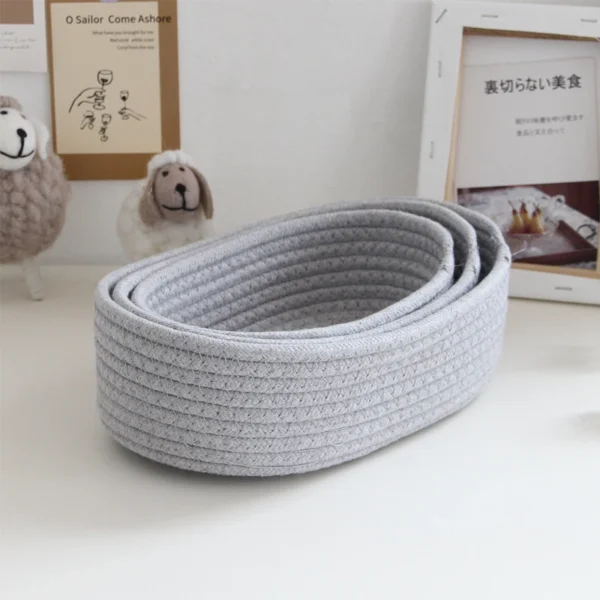 Desktop Sundries Basket Storage Box Hand Woven Basket Kids Toys Organizer Office Stationery Cosmetics Snack Pouch Accessories - Image 2