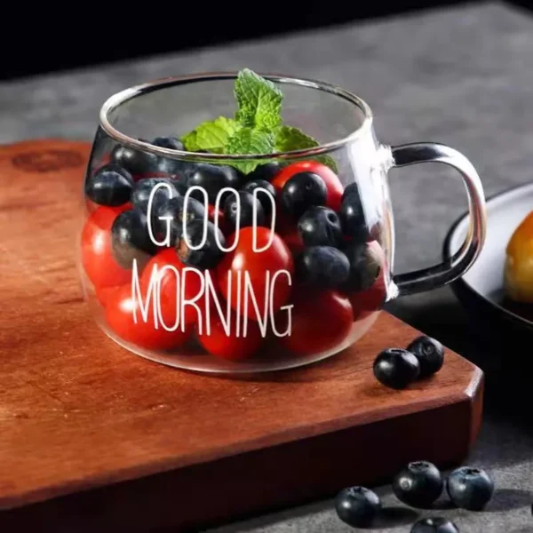 350ml Letter Printed Transparent Creative Glass Coffee Tea Mug Drinks Dessert Breakfast Milk Cup Glass Mugs Handle Drinkware - Image 2