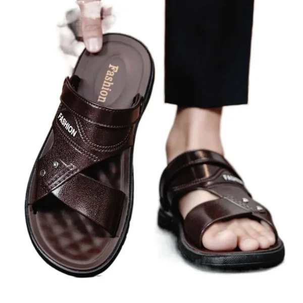 2024 Summer New Men's Sandals Thick Base Waterproof Wear-resistant Soft Bottom Anti-slip Beach Shoes Two-wear Casual Slippers - Image 2