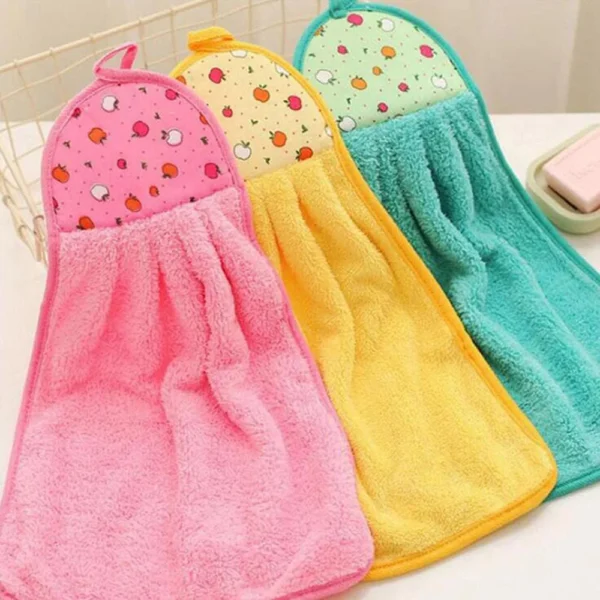 3pcs Coral Fleece Fingertip Towel, Hanging Towel For Wiping Hands, Household Dishwashing Cloths For Bathroom, Bathroom Supplies - Image 5