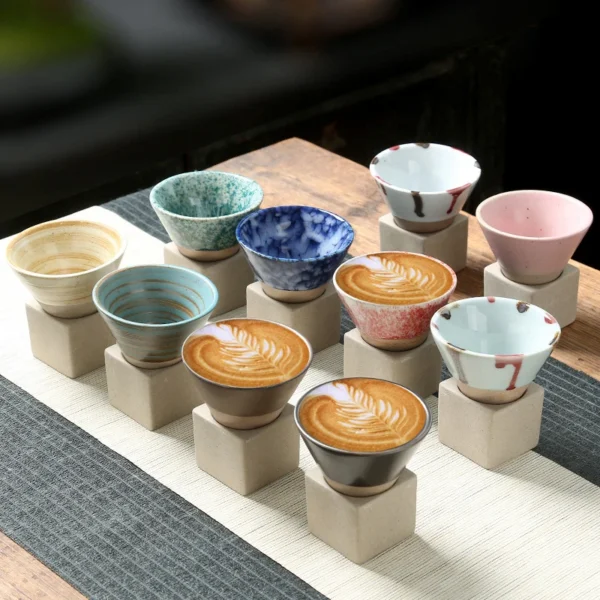 1PC Japanese Style Retro Ceramic Coffee Cup Rough Pottery Tea Cup Latte Pull Flower Porcelain Cup Pottery Mug For Home Office - Image 6