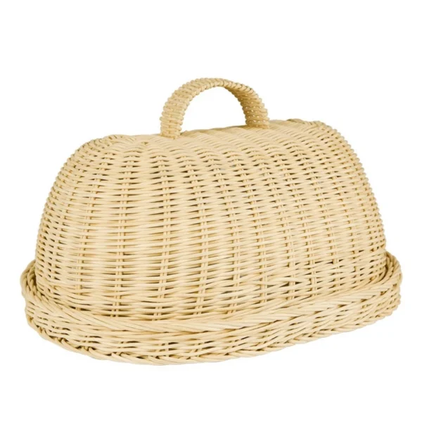 Handwoven Rattan Bread Basket Fruit Vegetables Serving Baskets with Cover