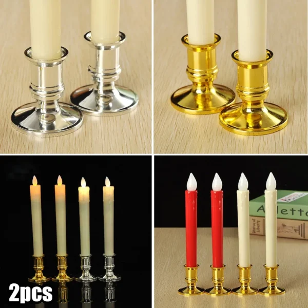 2pcs Taper Candle Holders Candlestick Silver Gold Rod Wax Base For Wedding Party Festival Candlestick Home Decor Candle Holders - Image 6