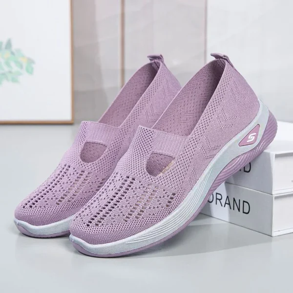 Women's New Summer Shoes Mesh Breathable Sneakers Light Slip on Flat Platform Casual Shoes Ladies Anti-slip Walking Woven Shoes - Image 2