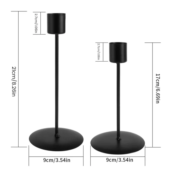 Candle Holder 2Pcs Metal Candlestick Holder for Taper Candle Decorative Black Candle Holder for Home Decor Wedding Dinning Party - Image 3