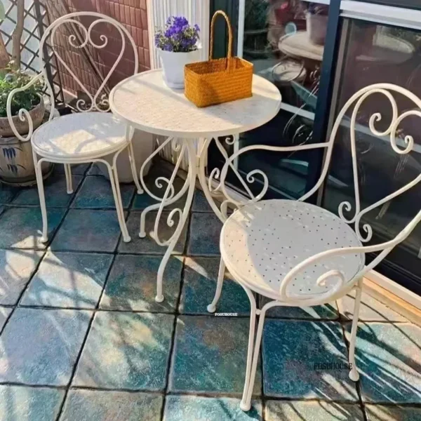 Retro Iron Garden Furniture Sets Balcony Outdoor Furniture Sets Outdoor Garden Balcony Cafe Dining Table Chairs Set For Garden - Image 3