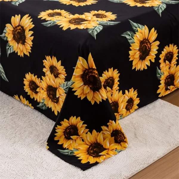 4pcsSunflowers Bed Sheet Set Floral Print Bed Sheets Yellow Flowers Pattern Sheets Sunflowers Oil Painting Sheet Set for Adults - Image 4